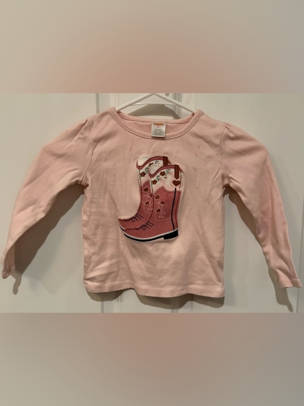 Gymboree Light Pink Tee with Pink Cowboy Boot Appliqué
